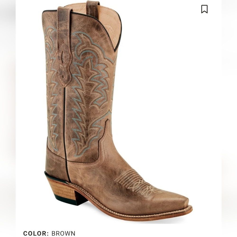 Old West Brown Leather Cowboy Boots